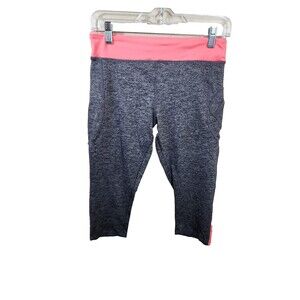 Forever 21 Womens M Gray Pink Cropped Mid Rise Leggings Pocket